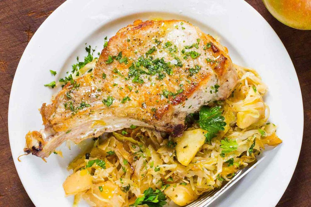 Pork Chops Baked with Cabbage